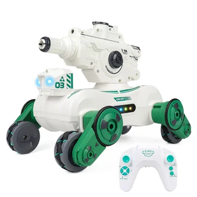 JC013 2.4G RC Mechanical Battle Dog Four Wheels Drive Water Bomb Spray Toy Gift, Single Controller (CE / CPC / EN71 / ASTM Certified) - White