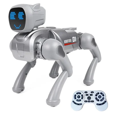 Remote Control 2.4G Smart Interactive Robot Dog App / Voice Control Programmable Toy Gift with Expression Lights - Grey