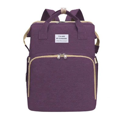 2006 Tragbare Außenwindel -rucksack Wasserdichte Mutterschaftsbeutel Windel -milchflasche Mit Klappbett Transportieren / Haken - Violett