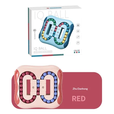 Juguete educativo de dedos giratorio ABS de 10 x 11 cm con movimiento de bolas en ambos lados - Rojo