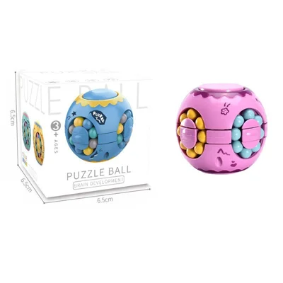 6 x 6cm ABS Plastic Finger Magic Cube Toy 32-Bead O-Shaped Track Rotating Puzzle Toy for Children - Pink