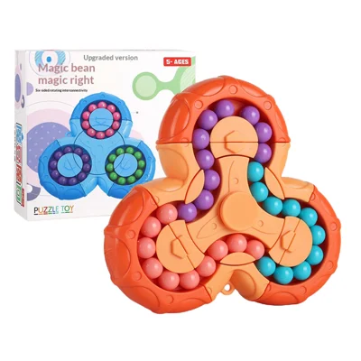Six-Sided Magic Bean Cube Spinner ABS 360 Degree Rotating Puzzle Toy for Children Age 5+ - Orange