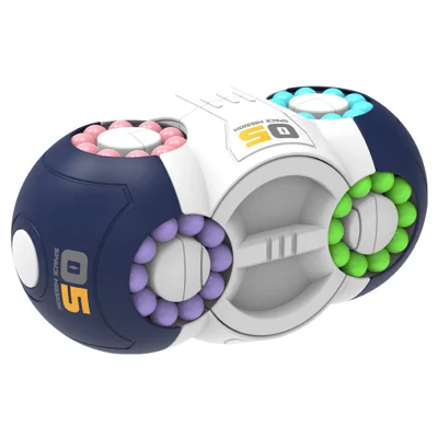 14 x 7.5 x 6.5cm ABS Space Magic Bean Cube 360-Degree Rotating Educational Toy - Sapphire