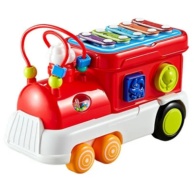 JSL88-20 Multifunctional Cartoon Train Xylophone Educational Toy for Babies Toddlers Music Learning - Red