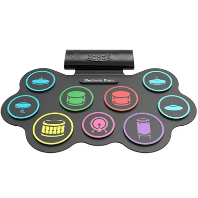 MD868 Portable Roll-Up Electronic Drum Dual Speakers Kids Adults Practice Drum Toy - EU Plug