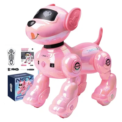 Smart Robots Dog Toy Programmable Interactive RC Robotic Pets with Touch Sensors and Music Dancing - Pink