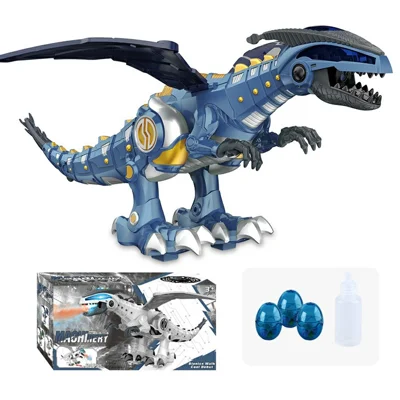 Y333-87 Electric Dinosaur Toy Walking Misting Dragon Model with Sound / Light Function for Kids - Blue