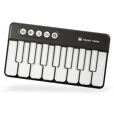 CY-8047B Pocket Flash Piano 15 Keys Mini Electronic Keyboard Portable Instrument Toy - Black