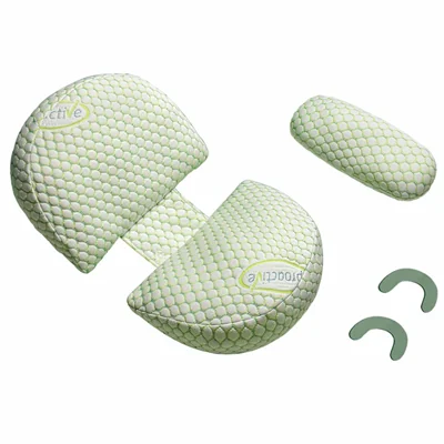Oreiller de grossesse en forme de U pour dormir sur le côté, coussin maternité double incliné avec oreiller amovible et réglable pour soutenir le corps, le ventre et le dos - Vert