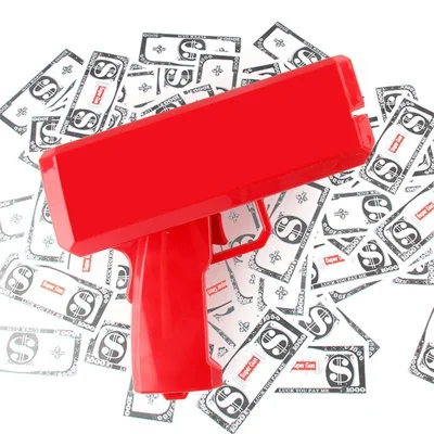Nota Bancária Dinheiro Armas Papel Jogando Spray Dinheiro Brinquedo Pistola Manual Despolvilhador de Dinheiro Falso Brinquedo Simulador de Tiro para Crianças - Vermelho