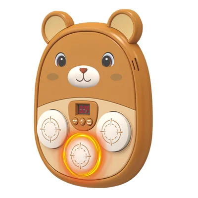 SJL3607  /  SJL3609 Cartoon Animal Music Boxing Machine for Kids Electronic Reaction Rhythm Interactive Toy - Brown