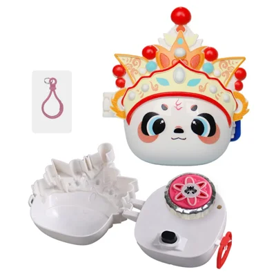 JDY827-2 Spinning Top Toy with Light Interactive Battle Gyro Toy Panda Design for Children - Red