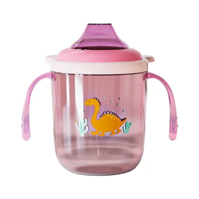 250ml Baby Feeding Cup Children Learn Drinking Bottle with Handles ST (BPA Free, No FDA Certificate) - Light Pink / Sippy Cup