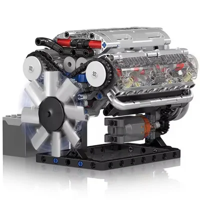 10088 V8 Engine Model Kit with Electric Power DIY Assembly Educational Toy for Kids / Car Enthusiasts