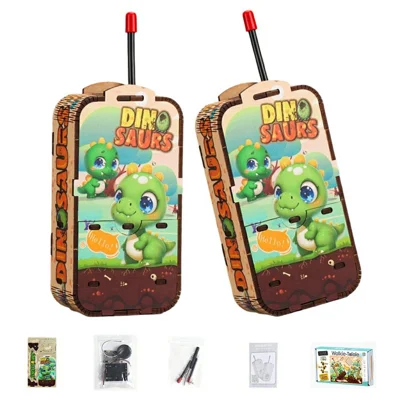 MQ-16 / 17 Kinder DIY Walkie-Talkie-Bausatz MINT-Bildungsgeschenk Selbstmontage Elektronisches Modellspielzeug - Dinosauriermuster
