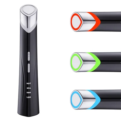 2405 EMS Microcurrent Eye Beauty Device with Hot Compress LED Vibration Eye Skin Care Wand - Black