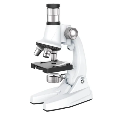 QB3304 Microscópio Infantil com Ampliação de 1200x, Kit de Experiência Científica de Biologia com Luz LED - Branco