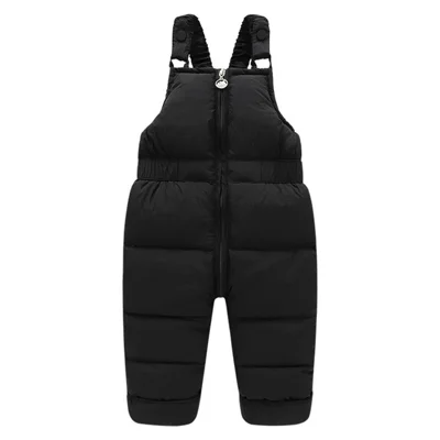 Toddler Kids Winter Overall Sleeveless Jumpsuit Down Trousers Down Pants - Black / 80cm