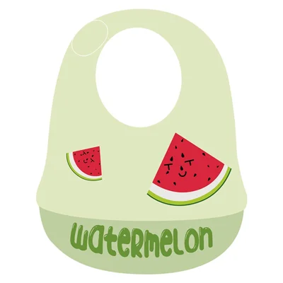 Fruit Pattern Baby Silicone Bib Ultra Slim Waterproof Adjustable Food Crumb Catcher Toddler Bib - Watermelon