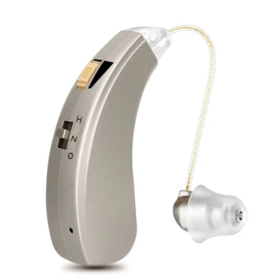 ST01 Amplificatore di suono per anziani con orecchio sinistro. Apparecchio acustico ricaricabile per sordi, tipo cuffie da dietro l'orecchio, che aiuta a migliorare l'udito.