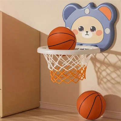 Indoor Kids Basketball Hoop Toddler Sports Activity Center Wall Mounted Adjustable Height Basket Board Set - Blue