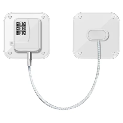 ABS+Steel Wire Refrigerator Window Kids Safety Password Lock Drawer Cabinet Fridge Door Lock - White Square Password Lock