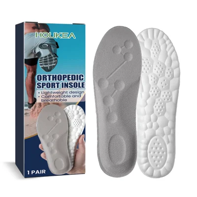 Semelles orthopédiques HOUKEA, absorption des chocs 4D, soutien de la voûte plantaire, correction de la fasciite plantaire et des pieds plats - 1 paire