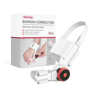 TECH LOVE X3QR 1 Peça Corretor de Dedos do Pé com Tira de Calcanhar Antiderrapante, Ajustável em 70 Graus, Suporte para Joanete - Branco
