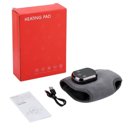 102361 1 Peça Bota Aquecida Elétrica para Tornozelo 5 Níveis de Temperatura 3 Modos de Massagem Recarregável por Type-C para Alívio da Dor - Cinzento