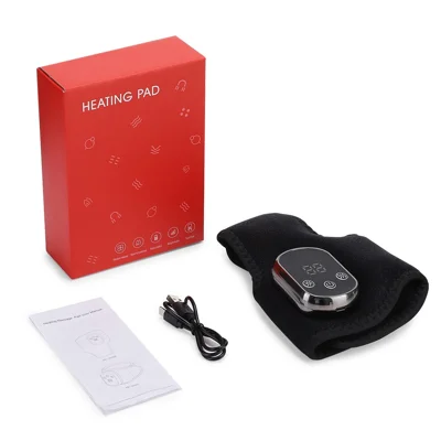 102361 1Pc Electric Heating Ankle Brace 5 Levels Temperature 3 Massage Modes Type-C Rechargeable for Pain Relief - Black