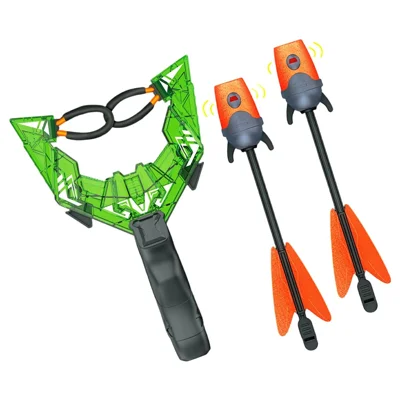 Conjunto de Lançador de Estilingue em Y LZ076 com 2 Foguetes Assobiadores, Brinquedo de Tiro para Brincadeiras ao Ar Livre - Verde
