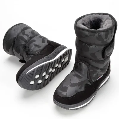 Kids Snow Boots Magic Tape Thick Fleece Lined Waterproof Anti-Slip Mid-Calf Winter Footwear for Outdoor Travel - 30