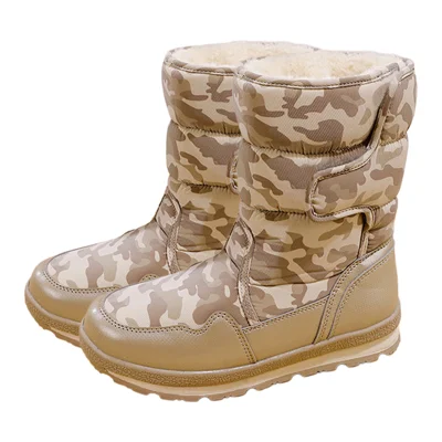 Children Snow Boots Thick Fleece Lined Waterproof Anti-Slip Mid-Calf Magic Tape Winter Boots for Outdoor - 30
