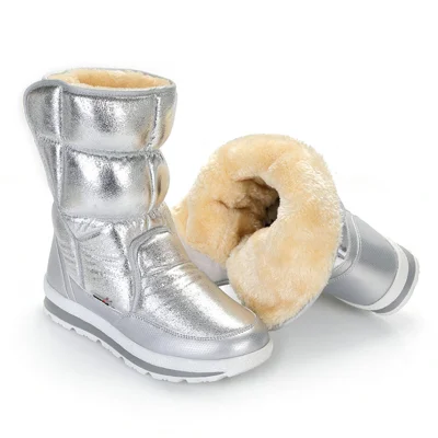 M903 Parent Child Snow Boots 16cm Mid-Calf TPR Anti-Slip Waterproof Faux Wool Lined Shoes for Winter Outdoor Snow - 30
