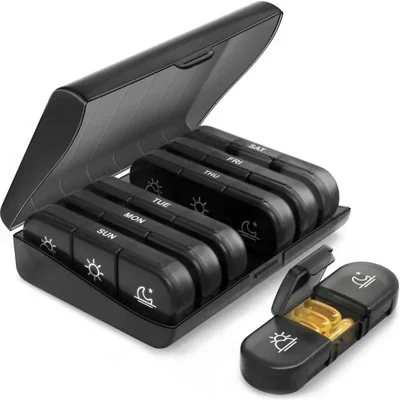 21001 21 Grids Pill Box Seven Days A Week Sorting Box Portable Vitamin Fish Oil Dispenser (No FDA Certificate, BPA Free)