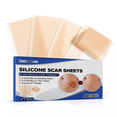SOUTH MOON 4Pcs Feuilles de Cicatrice en Silicone Autoadhésives Brûler Cicatrisation Plaie Lissage Peau Patchs