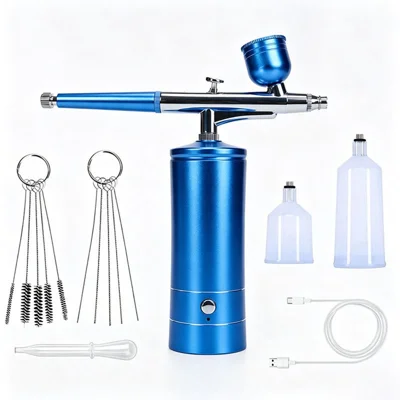 D090 Spray Gun Oxygen Injection Device 0.3mm Nano Atomization 160Kpa High Pressure Mist Hydrator for Home Beauty - Blue