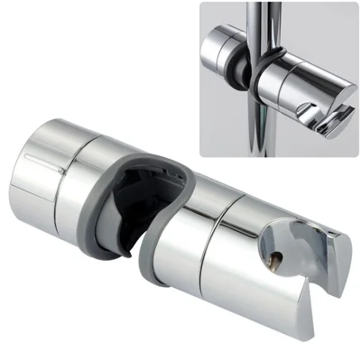 Universal Adjustable Chrome Shower Rail Head Slider Holder Bracket for 18-25mm Hose - Grey