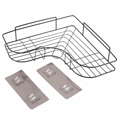 Triangular Shower Shelf Bathroom Corner Bath Storage Holder Home Organizer Rack - Black