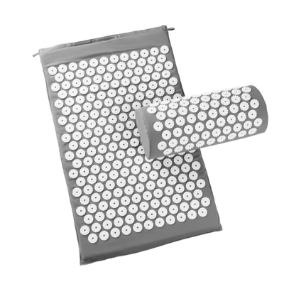 Non-slip Yoga Mat Acupressure Massager Mattress Relaxation Stress Relief Mat with Pillow for Back Neck Pain Relief - Grey