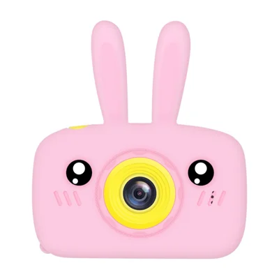 12MP HD Lens Kids Children Digital Camera Rabbit Bear Cartoon Camera Photo Video Kids Toy with Memory Card and Card Reader - Pink Rabbit