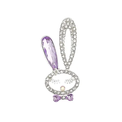 Zinc Alloy Rhinestone Rabbit Decor DIY Phone Case Charms Handmade Crafts Accessories - Purple