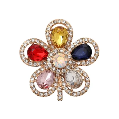 DIY Phone Case Charms Metal Alloy Water Drop Flower Rhinestone Decoration Phone Shell Accessories - Gold / Colorful