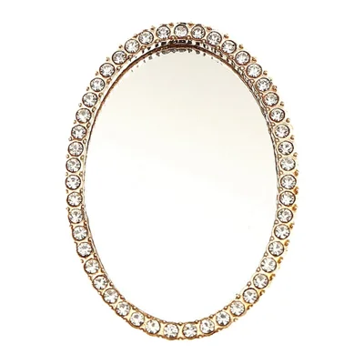DIY Phone Case Charms Rhinestone Decor Oval Mirror Design Phone Shell Accessories - Gold