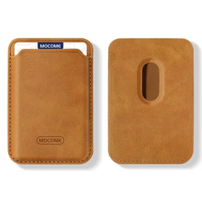 RFID Blocking Card Holder Strong Magnetic Attachment Cell Phone Back Card Bag - Brown