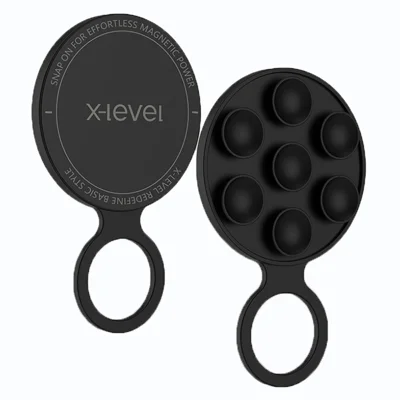 X-LEVEL Silicone Suction Cup Magnetic Phone Mount Holder Strong Magnet Hands-Free - Black