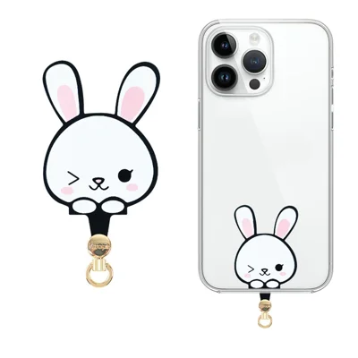 AROPE Universal Phone Tether Tab 0.5mm Ultra-Thin Cartoon Design Phone Lanyard Patch - Rabbit