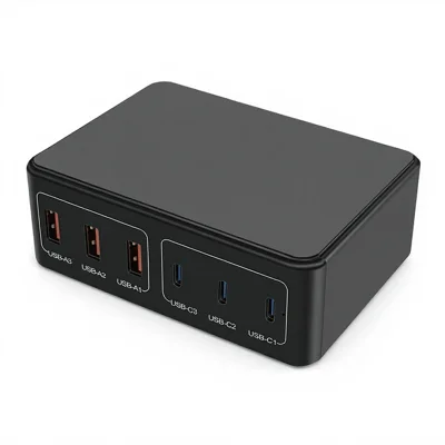 HENGHUAWEI 100W PD Fast Charger Multi-Port USB Digital Display Charging Block for Laptop/MacBook/iPad/iPhone - US Plug