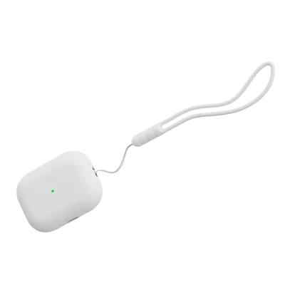For AirPods Pro 2 Shockproof Case Wireless Earphones Soft Silicone Protective Cover with Lanyard - White