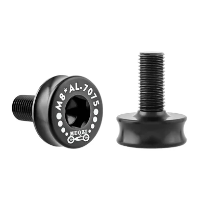 MUQZI 2PCS Bicycle Bottom Bracket Axle Crank with M8 Bolts 7075 Aluminum Alloy Cycling Parts for MTB Road Bikes - Black